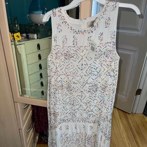 Multi colored sequin dropped waist dress